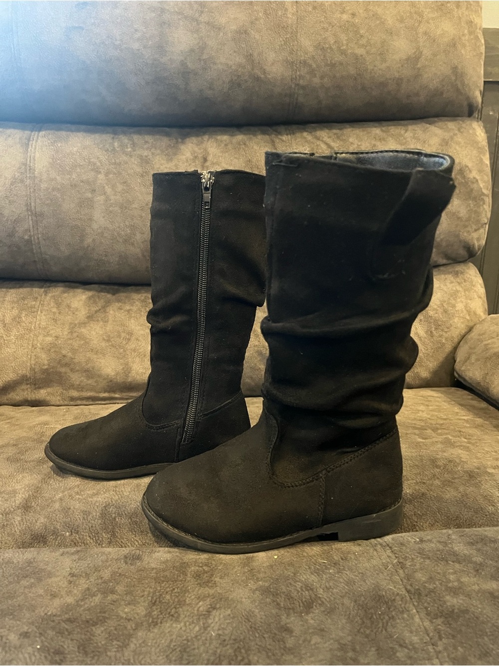 Kid’s Black Mid-Calf Suede Boots